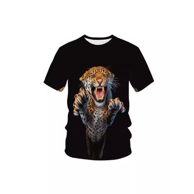 Men's 3D Printed T-Shirt Animal Leopard Wolf Tiger Pattern Print Short Sleeve O-Neck Pullover Casual Top
