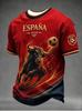 Men's Short-sleeved T-shirt 3D Printed Spanish-style Football Shirt Men's Women's Sports T-shirt Quick-drying and Breathable Top