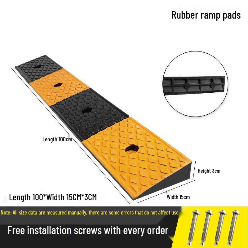 Car Curb Ramp: Plastic Step Pad for Sill, Edge, or Slope, Ideal for Uphill Climbing and Speed Bump Triangle Pad