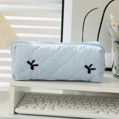 Large Capacity Bow Pencil Bags INS Style Student Pen Pouch Small Quilted Multi-Functional Handbag Cosmetics Storage Bag