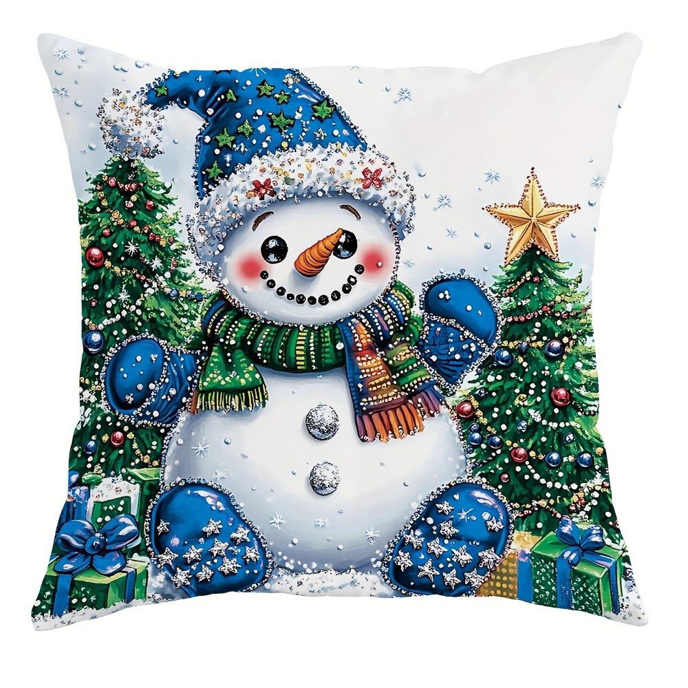Weihnachtsdekoration Kissenbezug Frohe Weihnachten Weihnachtsmann Schneemann Girlandenmuster geeignet für Zuhause Zimmer Sofa Kissenbezug
