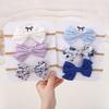 3Pcs Fresh Bowknot Nylon Hair Band for Baby Rural Printed Sweet Babe Headband Elastic Toddler Head Tie Head Rope Gifts
