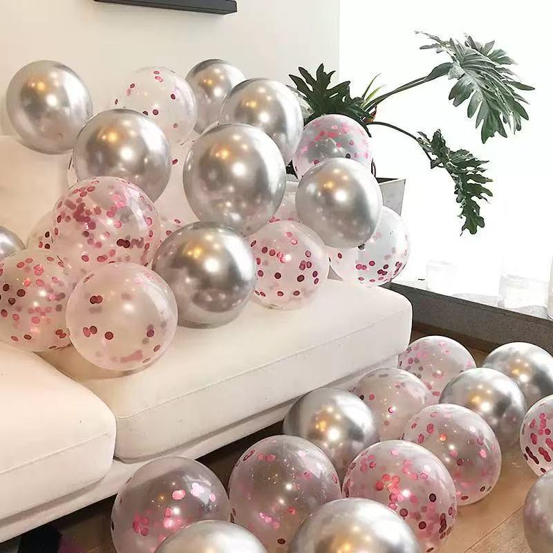 10" Gold Sequin Clear Latex Balloon for Parties & Events