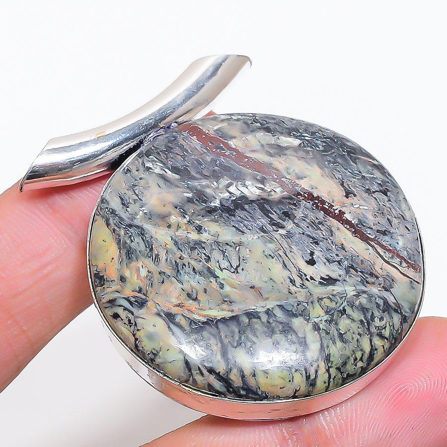 Natural Honey Dendritic Gemstone 925 Sterling Silver Jewelry Pendant 1.89  AP-14079