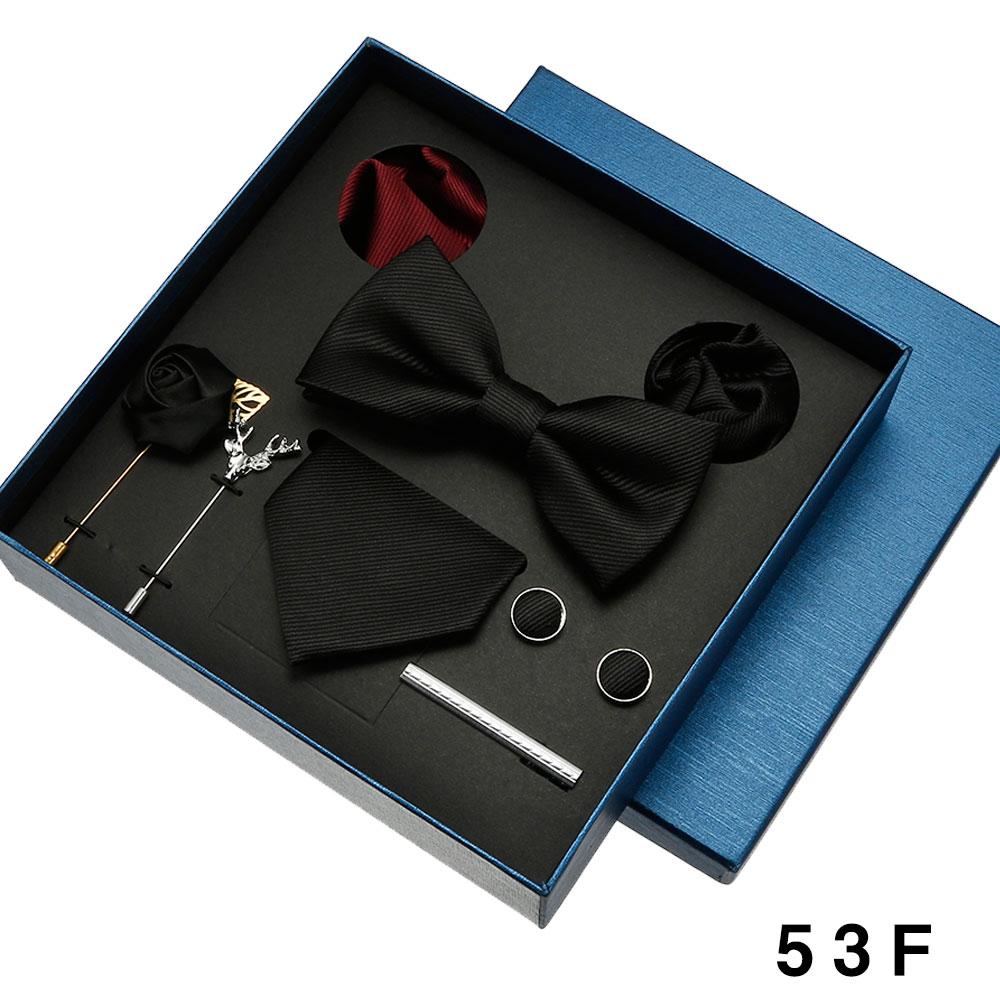 Red Blue Black Classic Tie For Men Pocket Square Cufflinks Sets Mens Solid Color Necktie Party Wedding Gift For Men Neck Tie Set