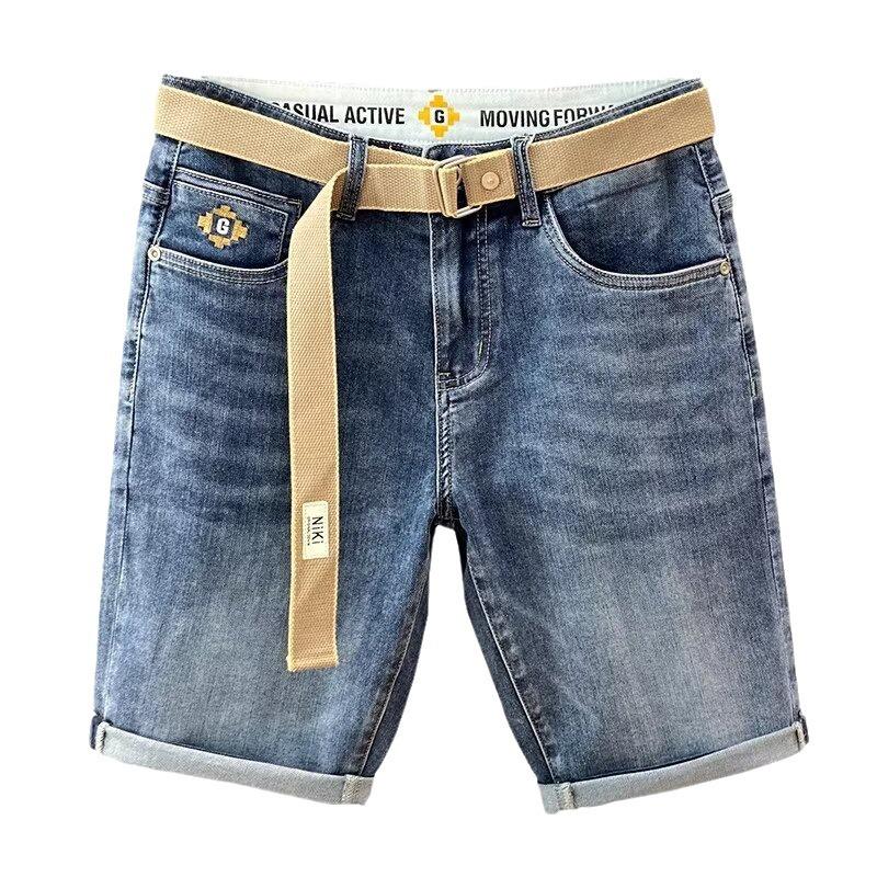 2024 Men's Summer Loose Fit Denim Shorts: Mid-Length, Korean Style, Trendy, Straight Fit