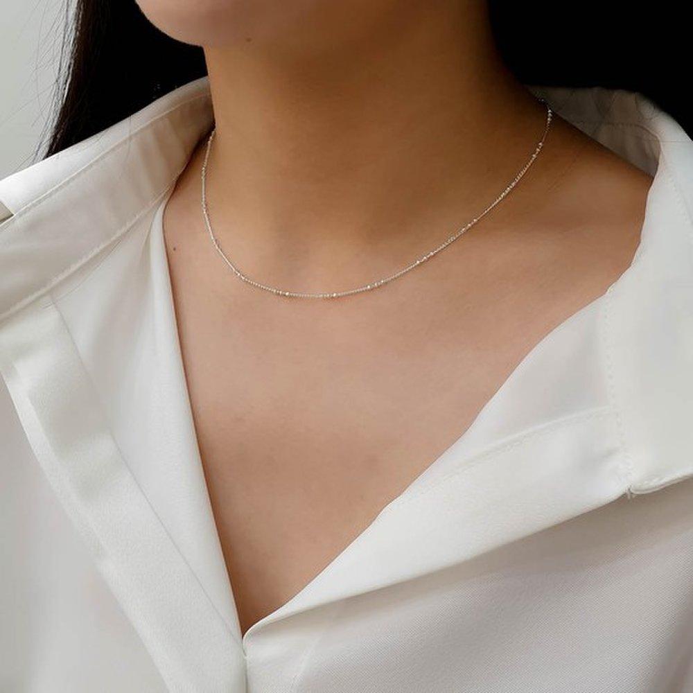 Opalhouse 925Silver Ball Chain Choker Necklace Ophen1203 White Gold