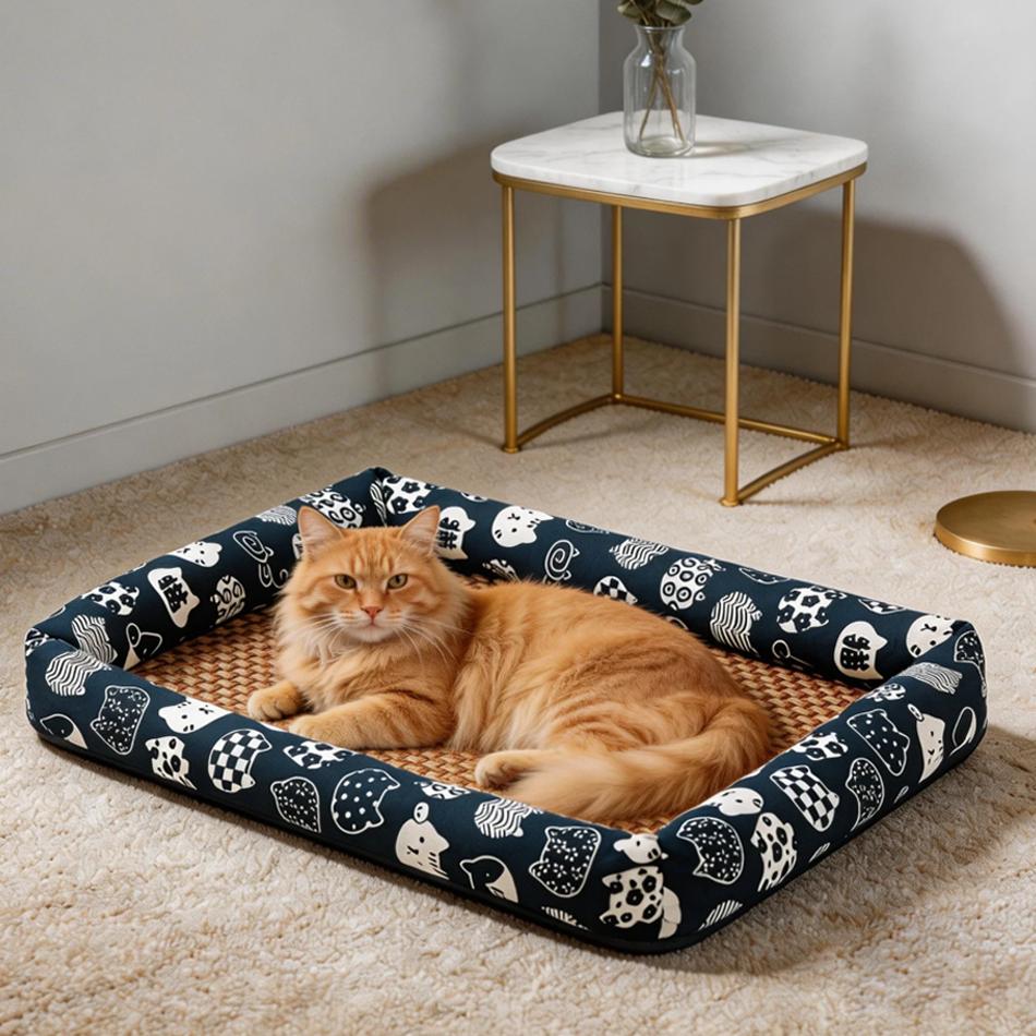 Cat Bed Summer Cooling Pet Mat House For Cats Accessories All Accessory Products Houses Beds Puppy Things Kitten Basket Cushions