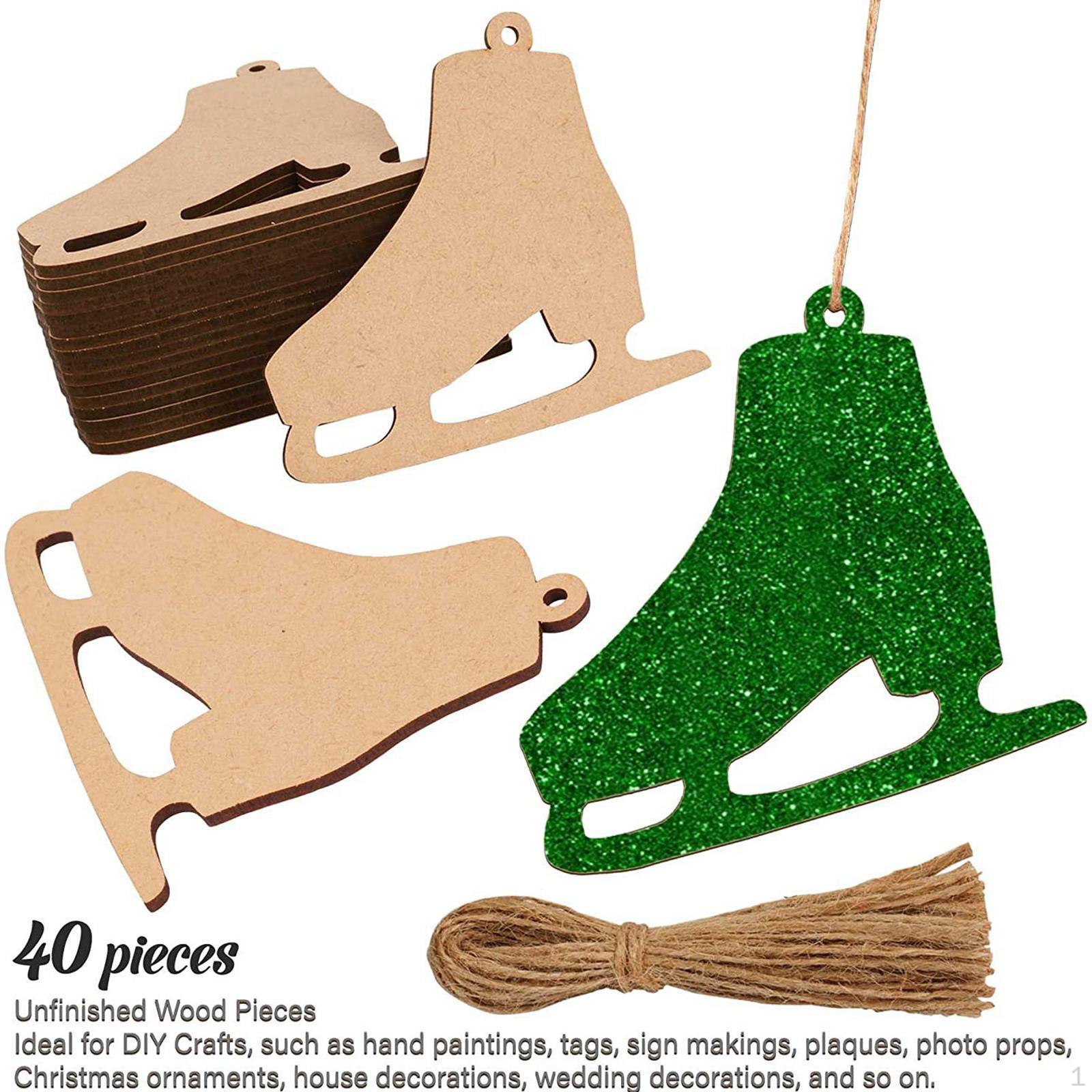 

40Pcs Wooden Ornaments Unfinished for Accessories Writing Engraving Paint Cardboard