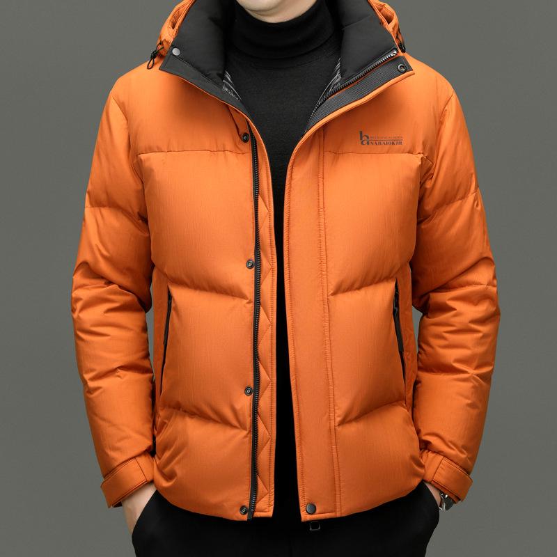 

Men’s Versatile Down Jacket with Detachable Hood - Stylish and Warm for Winter 2025 Medium Large помаранчевий