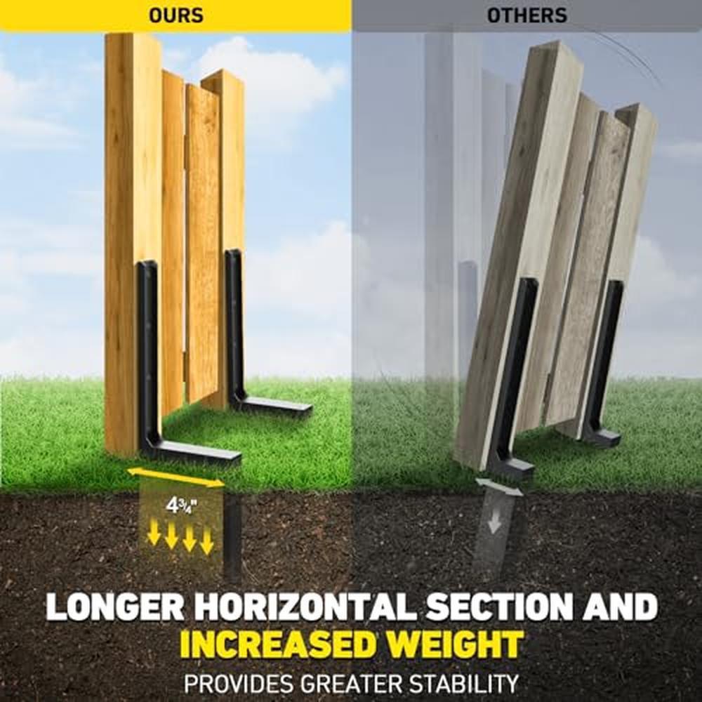 Heavy-Duty Ground Anchors: Inclined Wooden Stake Fence Repair & Thickened Metal Hardware Tools