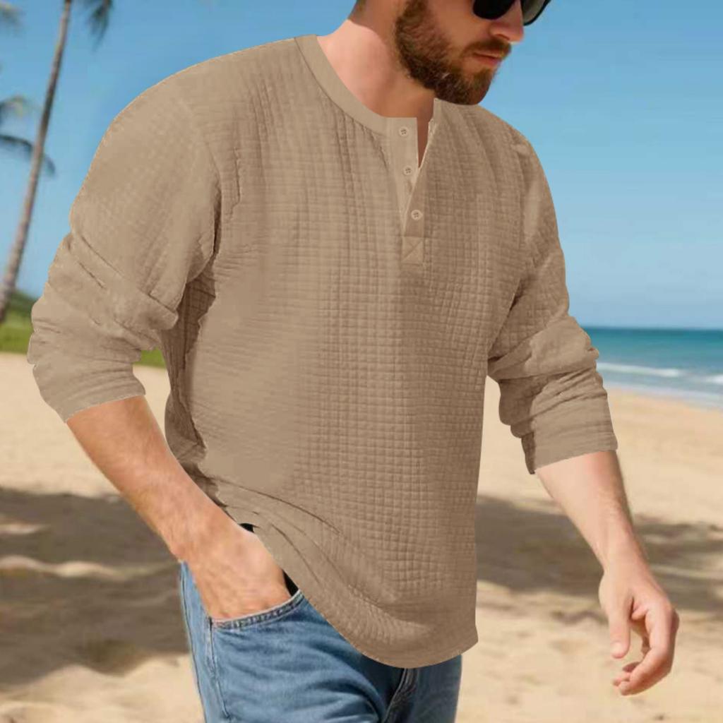 Men's Vintage Long Sleeve T-Shirt | Loose Fit Thermal Base Layer For Casual & Layering