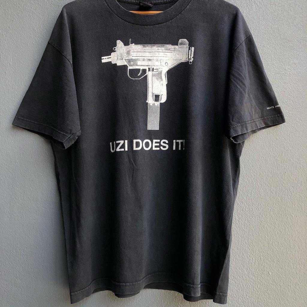 Vintage Skate Mental Uzi Does It Skateboarding Street Trendy Graphic Tee Cotton Mens Womens Tshirt Summer Streetwear