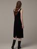 BEMUSE MANSION Velvet Piping Pocket Dress - Black