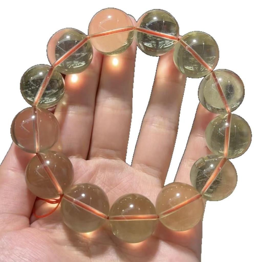 Lemon Citrine Large Bead Bracelet - Natural, Transparent, Bright, and Unique Crystal Design