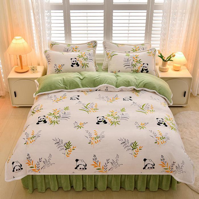 2025 Milch-Samt-Flanell 4-teiliges Set: Bettbezug aus Korallenfleece Klasse A