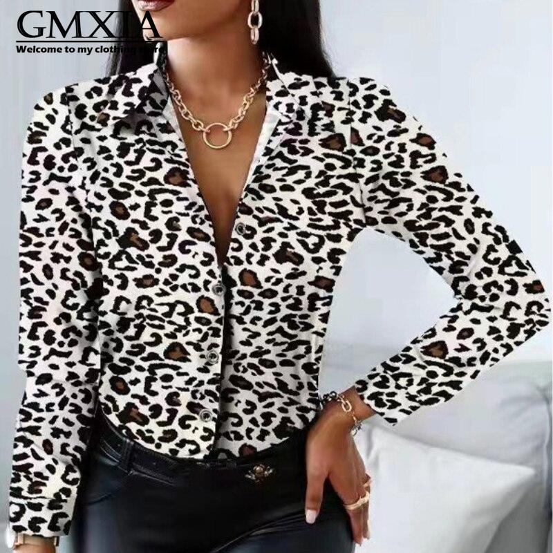 GMXIA Damenmode Lässig Freizeit Langarm POLO Kragen Blusen & Hemden