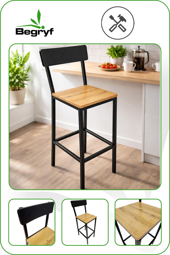 Hoker Dąb Taboret Do Kuchni 30X40X90 I Begryf