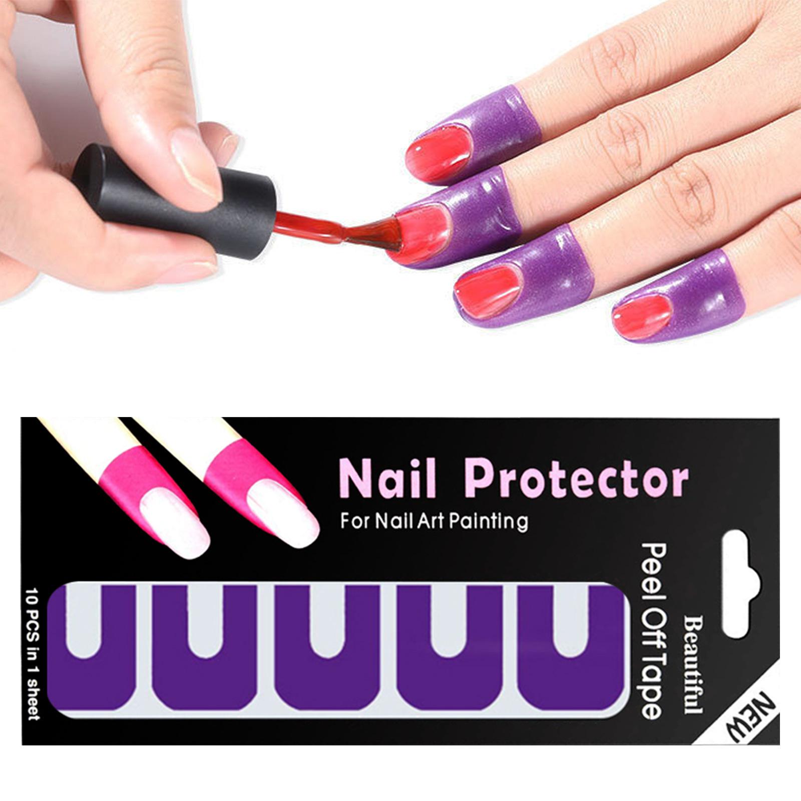 

10 pcs U-shape Finger Cover Sticker Spill-proof Tape Nail Protector Polish UV Gel Painting Manicure Protection Nail Art Tools фіолетовий