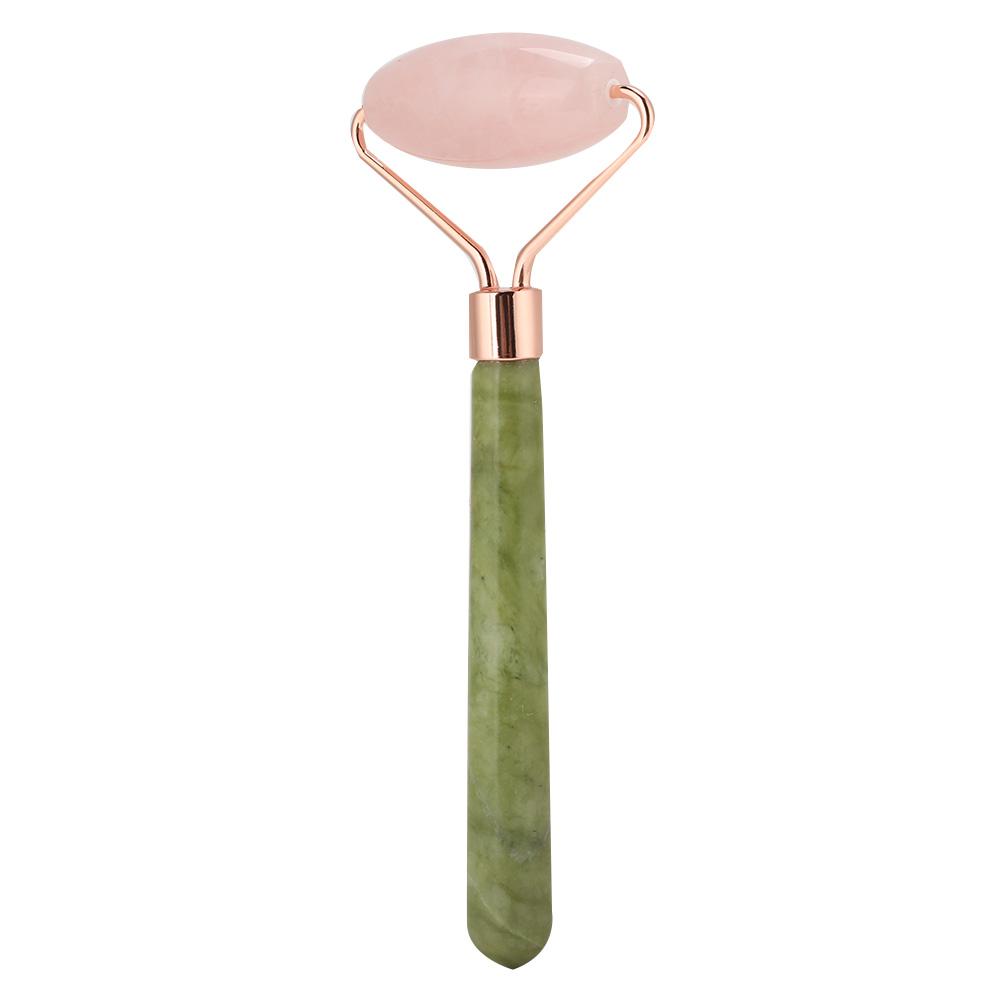 Jadestone Roller Face Massager Skin Tightening Lifting AntiWrinkle Facial Massage Instrument(Pink QuartzJadestone Single Head )