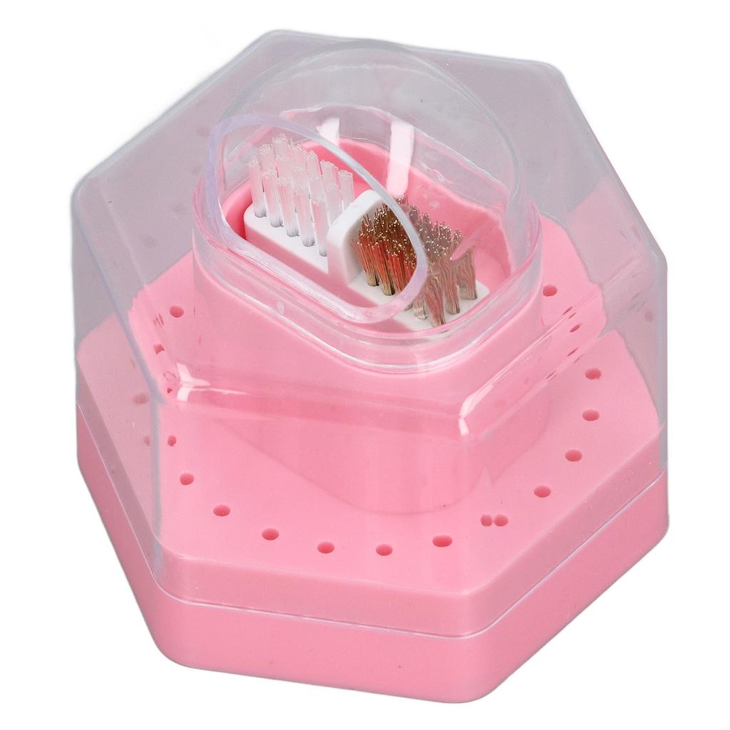 24 Holes 2 in 1 Drill Bits Stand Display Storage Box Nail Drill Bits Cleaning Brush Case Multifunctional Nail Drill Bits Case for Manicure