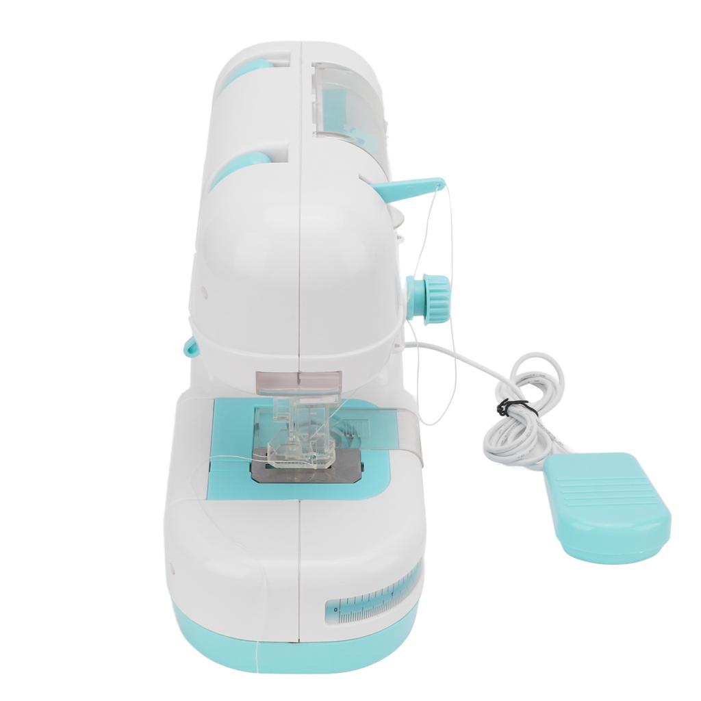 Sewing Machine Toy Blue Portable Mini Simulation Double Stitch Sewing Machine with Lower Thread for