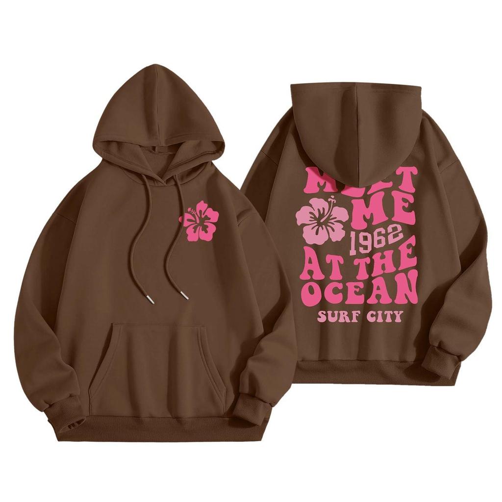 Women's Letter Print Drop Shoulder Hoodie Sweatshirt XS-5XL