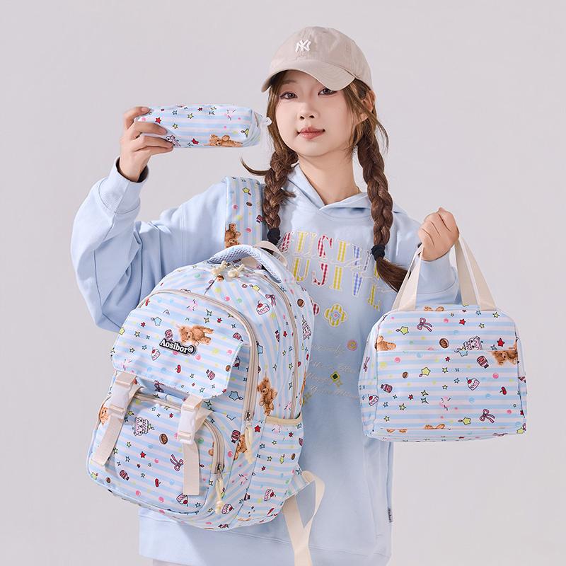 Three-piece Backpack Student Schoolbag Junior High School Women's Large-capacity Backpack