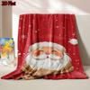Cute Santa Claus Red Christmas Flannel Throw Blanket, Cartoon Santa Snowflake Print Soft Warm Blanket for Sofa Bedroom Holiday Xmas Gift