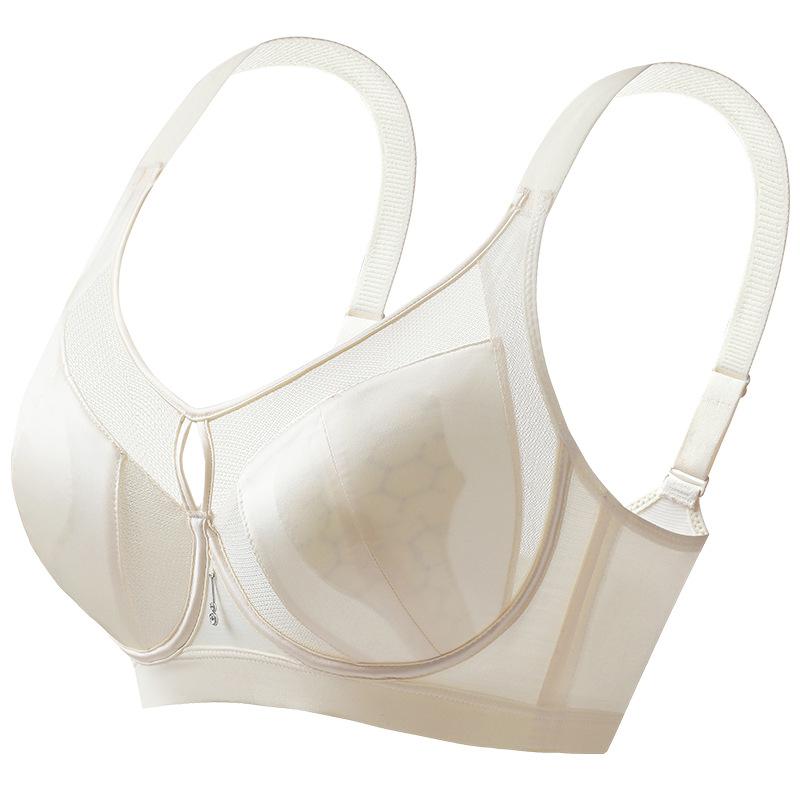 Satin Bra Women's Mesh Underwear Women's Gathering Bra Adjustable Thin Cup Top Support Bra Push Up Bra