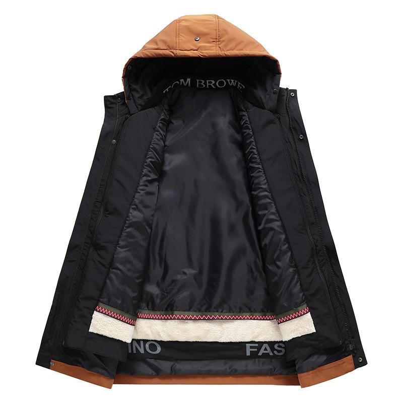 Plus Size Men's Winter Padded Down Jacket Fur Collar Coat Thicken Warm Long Hooded Parkas Jackets Outerwear