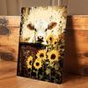 1 Piece of Cute Pastoral-style Calf and Sunflower Tin Painting Plaque for Home Living Room, Bedroom, and Entryway Wall Decoratio