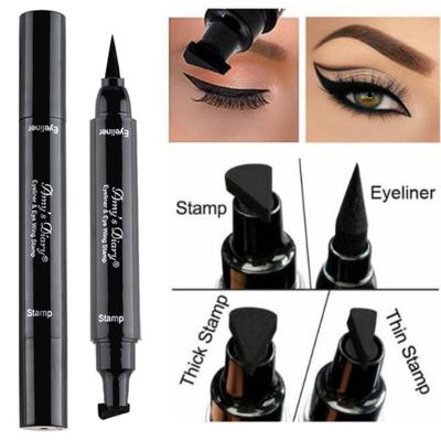 Eyeliner Wing Seal a doppia testa, impermeabile e non sbavante, eyeliner liquido stereoscopico naturale ad asciugatura rapida, trucco per occhi, fissazione duratura, trucco da donna