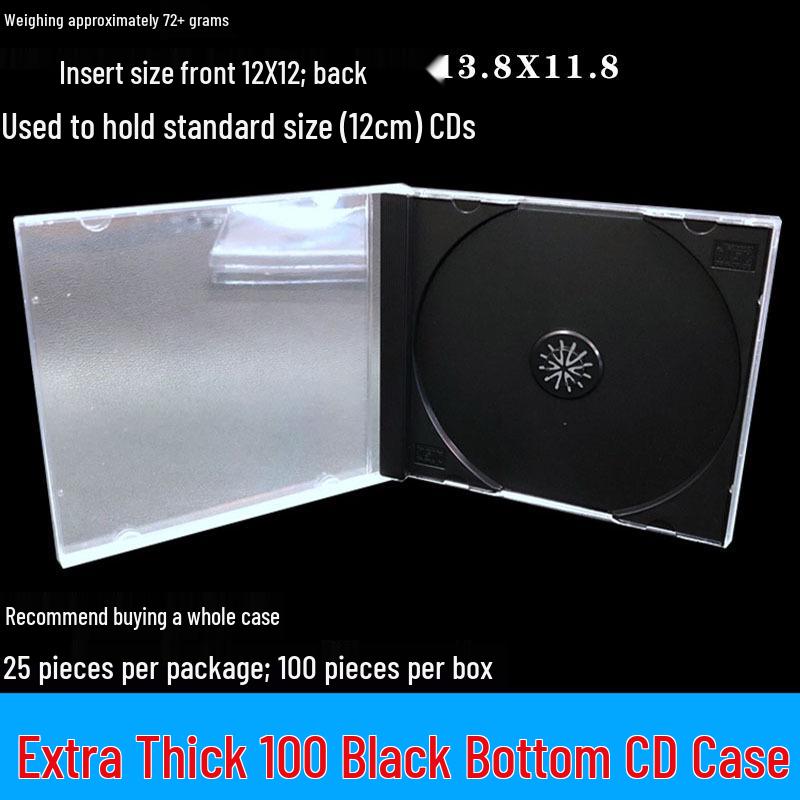 Dicke transparente CD-Aufbewahrungsbox mit zwei Scheiben und Einsteckseite
