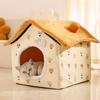 Cute Oxford Cat Kennel Warm House Removable and Washable Cat Bed Closed Puppy Nest for Winter