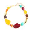 Colar Boho, Gargantilha Colorida de Contas de Resina, Colar Irregular Retrô para Mulheres, Joias Boho de Verão