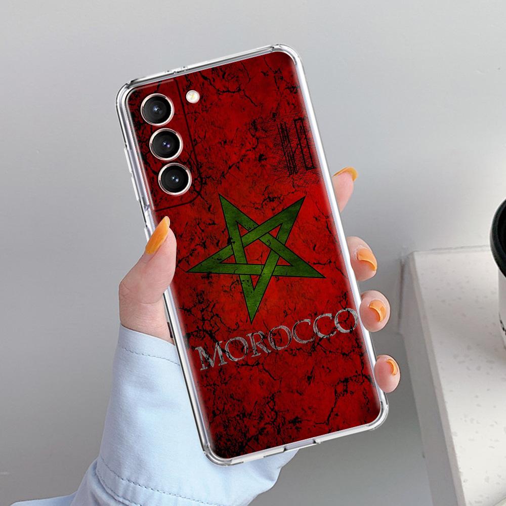 Phone Case For Samsung Galaxy S26 S25 S24 S23 S22 Ultra S20 S21 FE 5G Plus Soft Clear Cover Morocco Flag Soccer