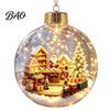 LED Christmas Indoor Decor Lighted Ornaments, 3D Miniature Scene Hanging Balls with Warm Light, Cute Party Supplies Reindeer Penguin Bear Clear