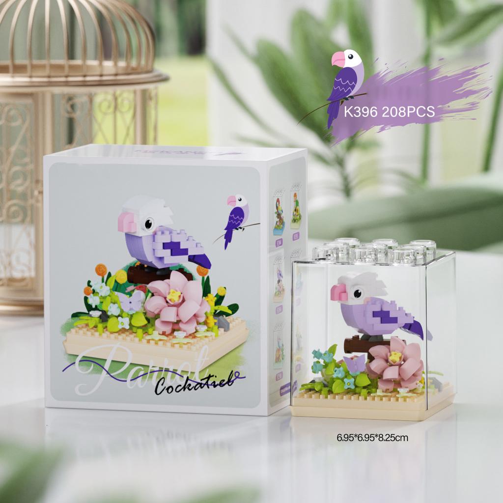 Idea Lovely Animal Nanobricks Micro Diamond Block Cute Birds Park Set Parrot Model 3D Walls Brick Construction Toys For Kid Gift