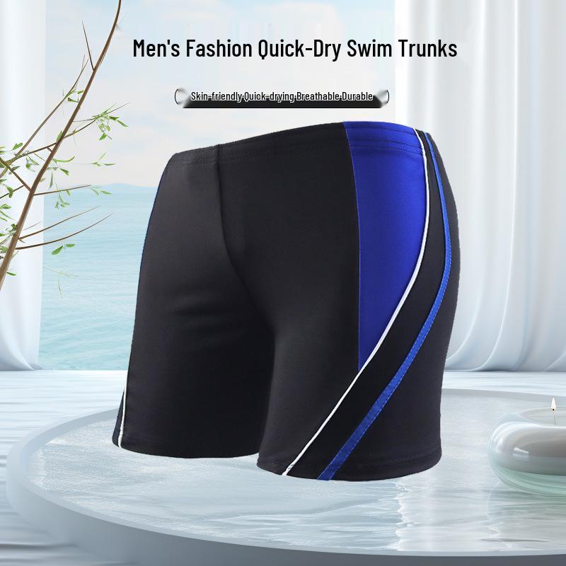 Men's Plus Size Quick-Dry Color Block Beach & Hot Spring Swimming Trunks