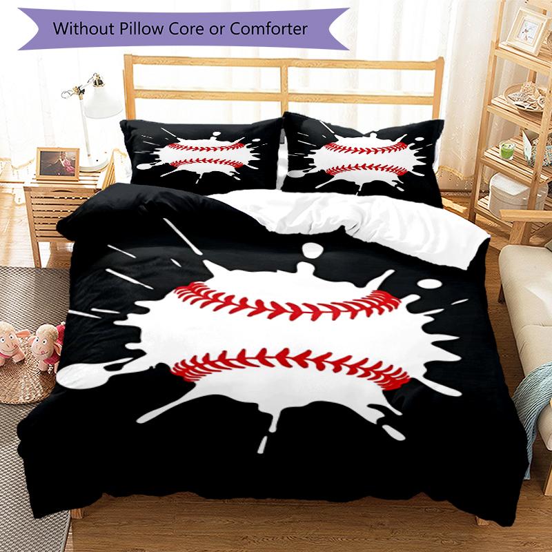 3pcs Baseball Bedding Set Duvet Cover Closure Includes 1 Duvet Cover & 2 Pillowcases, Soft and Comfortable for All Seasons.