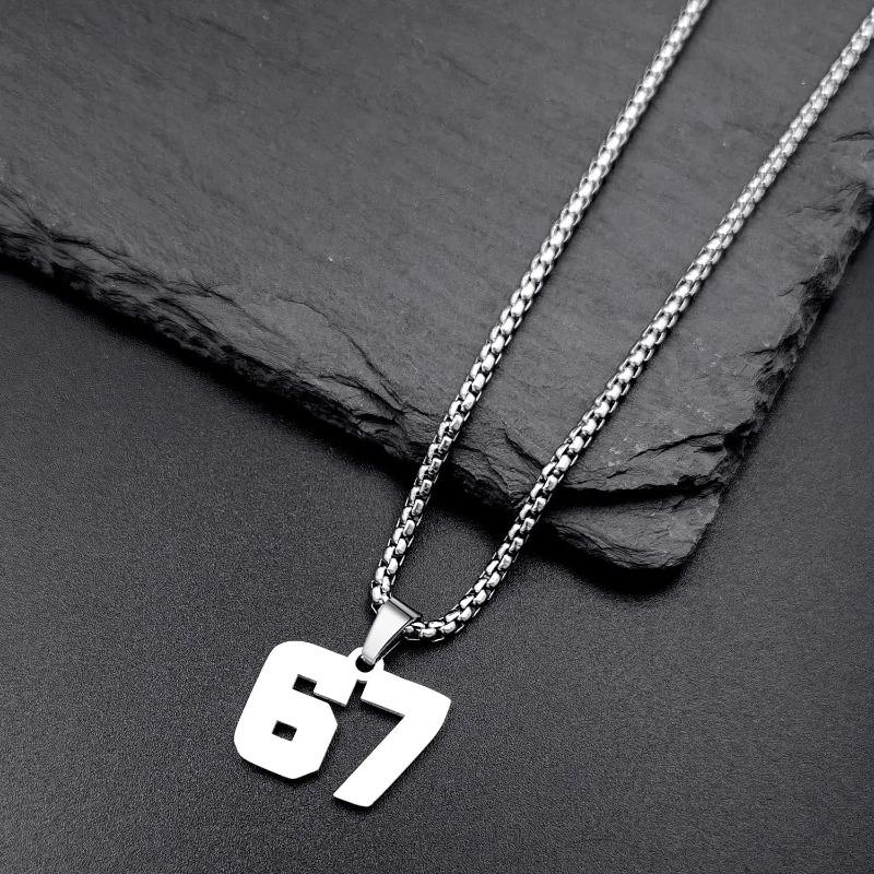 Punk Retro Style Minimalist Versatile 67 Sports Jersey Digital Pendant Casual Fashion Necklace