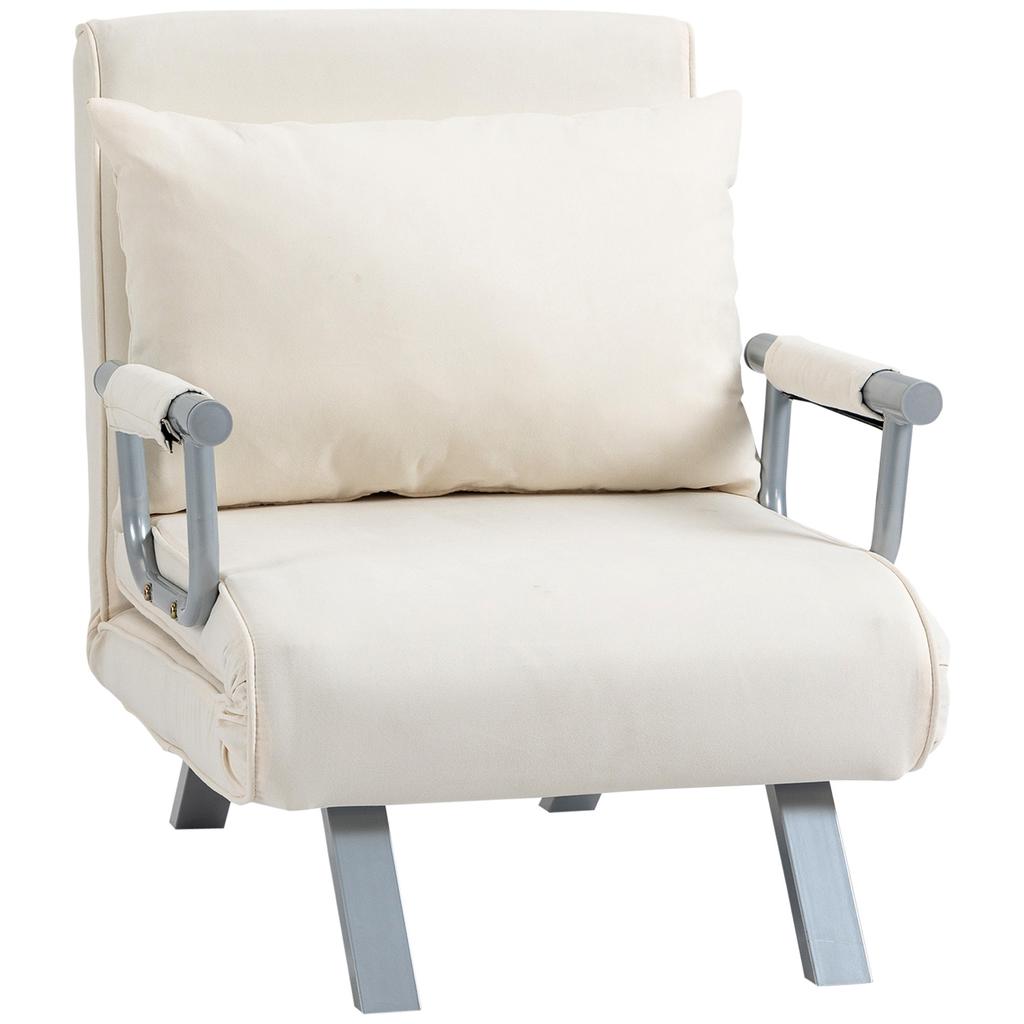 Convertible Armchair/Sofa Bed, 1-Seater, Removable Cover, High, Cushion, Legs, Armrests