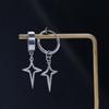 Stainless Steel Korean Style Ear Cuff Cross Star Dangle Earring Clip Earring Men Hoop Earring