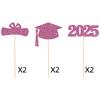 6Pcs Sided 2025 Graduation Party Centerpiece Sticks-Graduation Decorations Class