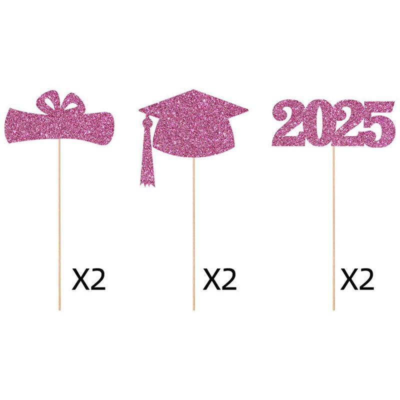 6Pcs Sided 2025 Graduation Party Centerpiece Sticks-Graduation Decorations Class