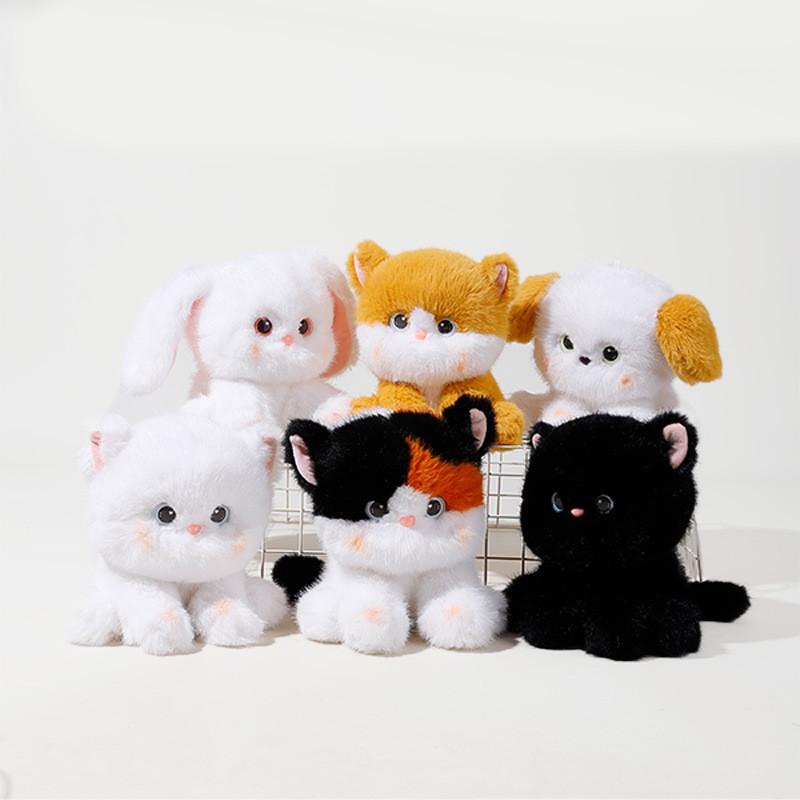 Color Cat Three Plush Toys Animal Mini Doll Soft Children Room Decor Doll Gift