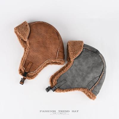 Lamb Wool Hat Men's and Women's Winter Velvet Thickened Warm Ear Protection Cotton Hat Outdoor Cold Cycling Flying Hat