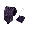Men's Retro Floral Tie, Pocket Square & Tie Clip Set for Weddings
