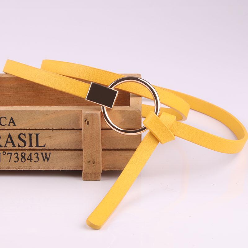 New Style Korean Women's Belt with Sweater Dress Decorative Tiny Leather Belt Versatile Women's Round Buckle Leather Belt